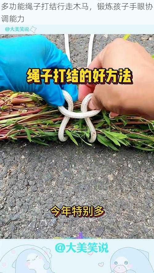 多功能绳子打结行走木马，锻炼孩子手眼协调能力