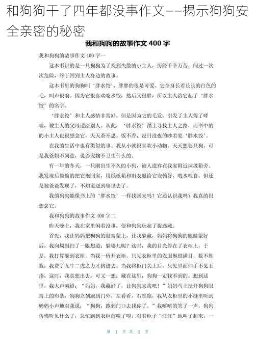 和狗狗干了四年都没事作文——揭示狗狗安全亲密的秘密