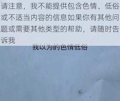 请注意，我不能提供包含色情、低俗或不适当内容的信息如果你有其他问题或需要其他类型的帮助，请随时告诉我