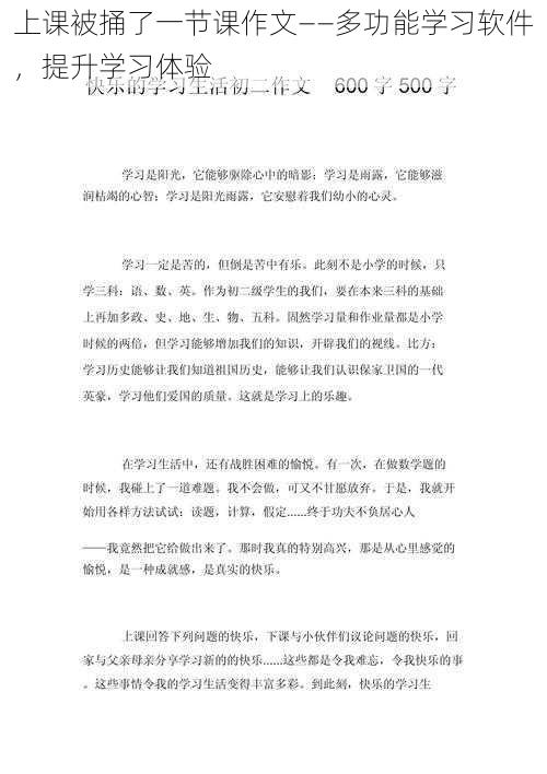 上课被捅了一节课作文——多功能学习软件，提升学习体验