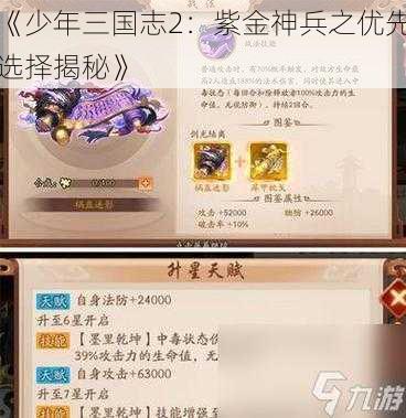 《少年三国志2：紫金神兵之优先选择揭秘》