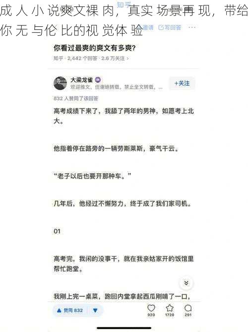 成 人 小 说爽文裸 肉，真实 场景再 现，带给你 无 与伦 比的视 觉体 验