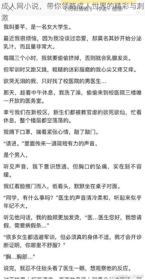 成人网小说，带你领略成人世界的精彩与刺激