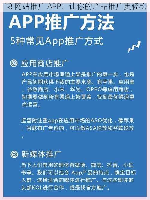 18 网站推广 APP：让你的产品推广更轻松