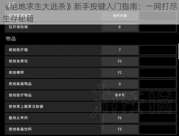 《绝地求生大逃杀》新手按键入门指南：一网打尽生存秘籍