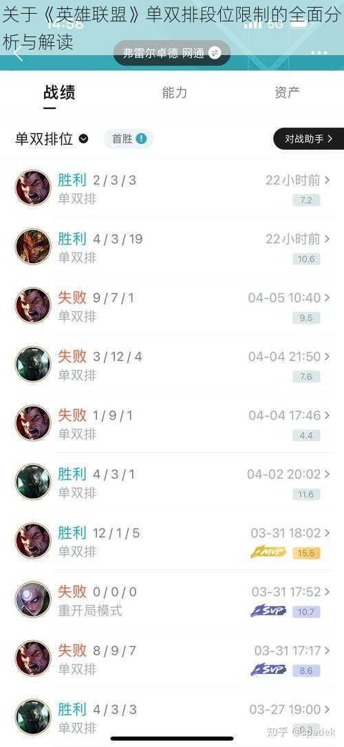 关于《英雄联盟》单双排段位限制的全面分析与解读