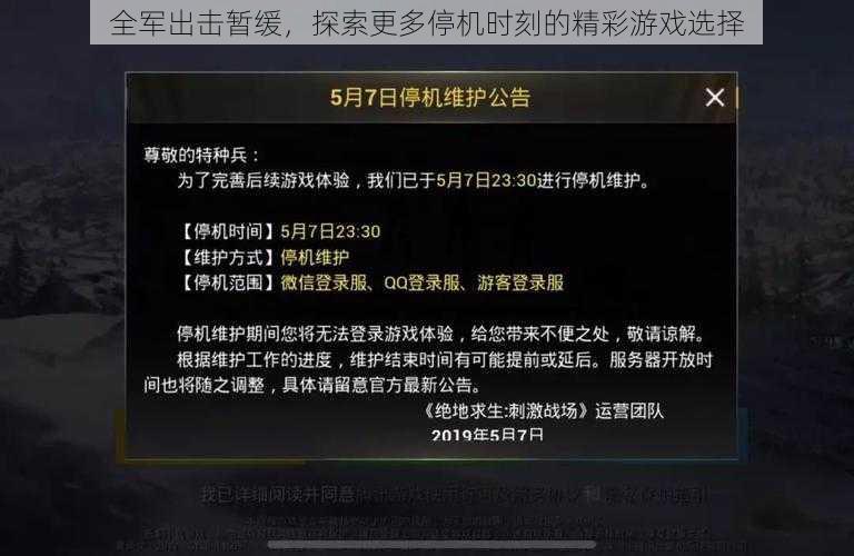 全军出击暂缓，探索更多停机时刻的精彩游戏选择