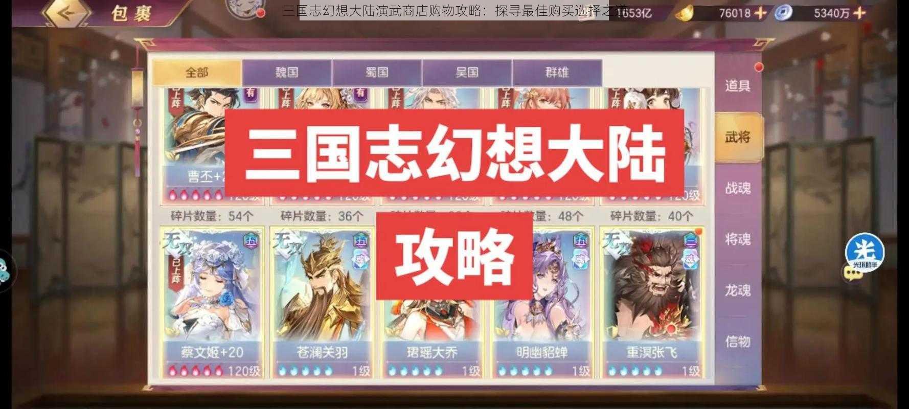 三国志幻想大陆演武商店购物攻略：探寻最佳购买选择之道