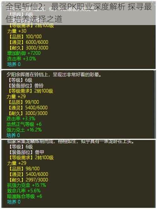 全民斩仙2：最强PK职业深度解析 探寻最佳培养选择之道