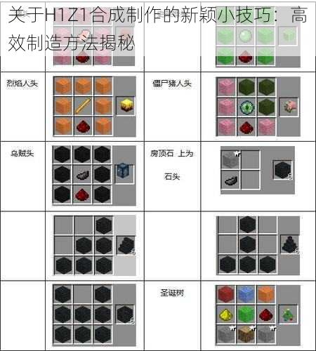 关于H1Z1合成制作的新颖小技巧：高效制造方法揭秘