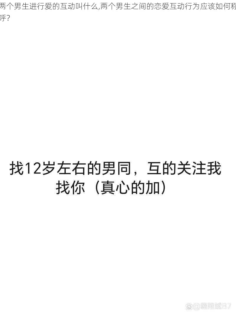 两个男生进行爱的互动叫什么,两个男生之间的恋爱互动行为应该如何称呼？