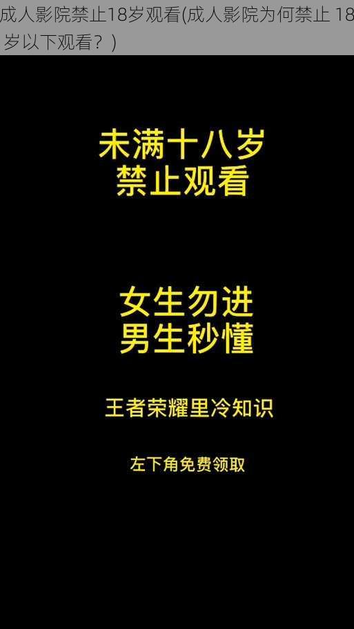 成人影院禁止18岁观看(成人影院为何禁止 18 岁以下观看？)