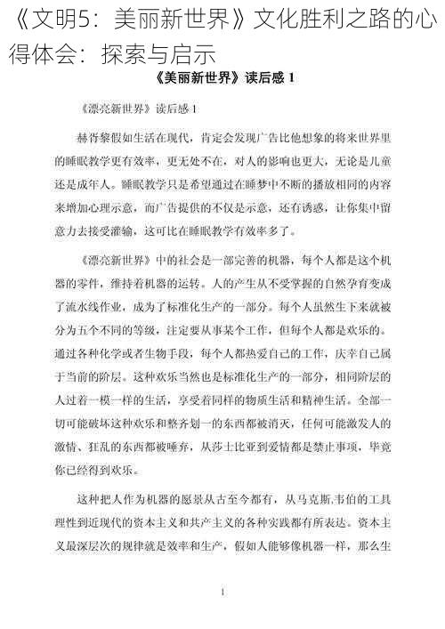 《文明5：美丽新世界》文化胜利之路的心得体会：探索与启示