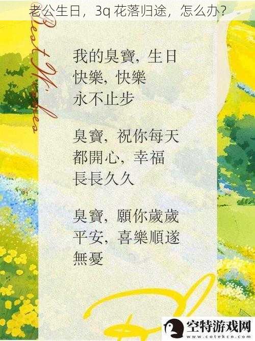 老公生日，3q 花落归途，怎么办？