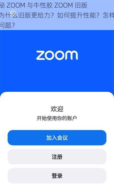 探秘 ZOOM 与牛性胶 ZOOM 旧版：为什么旧版更给力？如何提升性能？怎样解决问题？