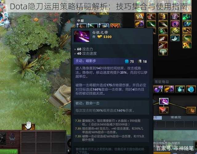 Dota隐刀运用策略精髓解析：技巧集合与使用指南