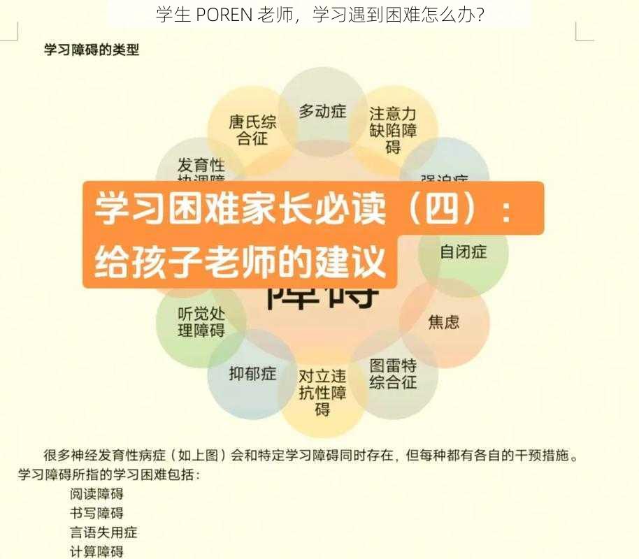 学生 POREN 老师，学习遇到困难怎么办？