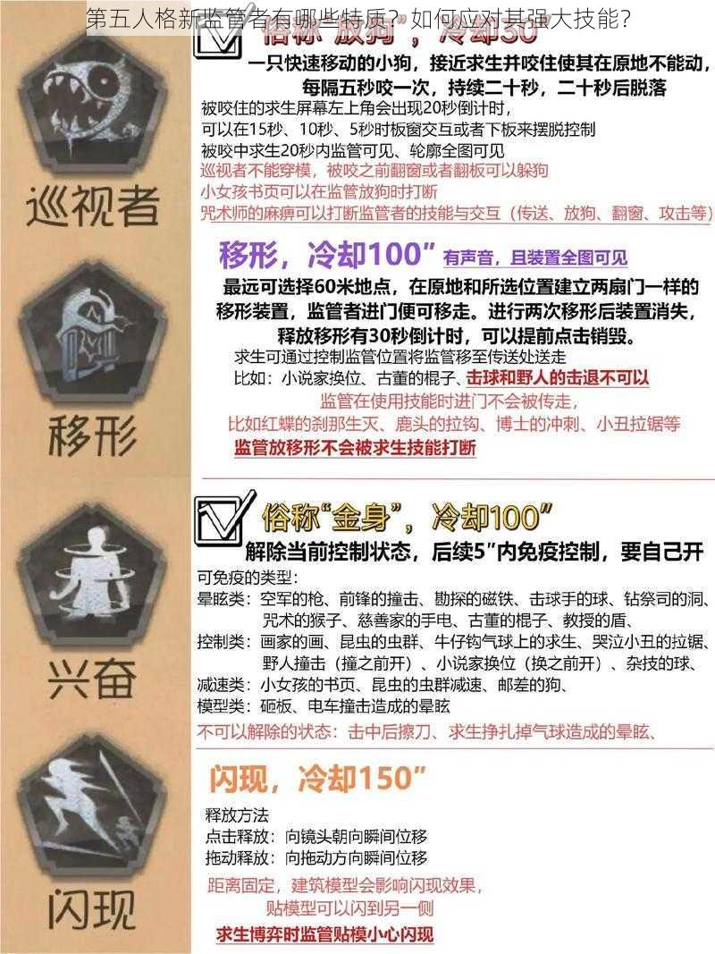 第五人格新监管者有哪些特质？如何应对其强大技能？