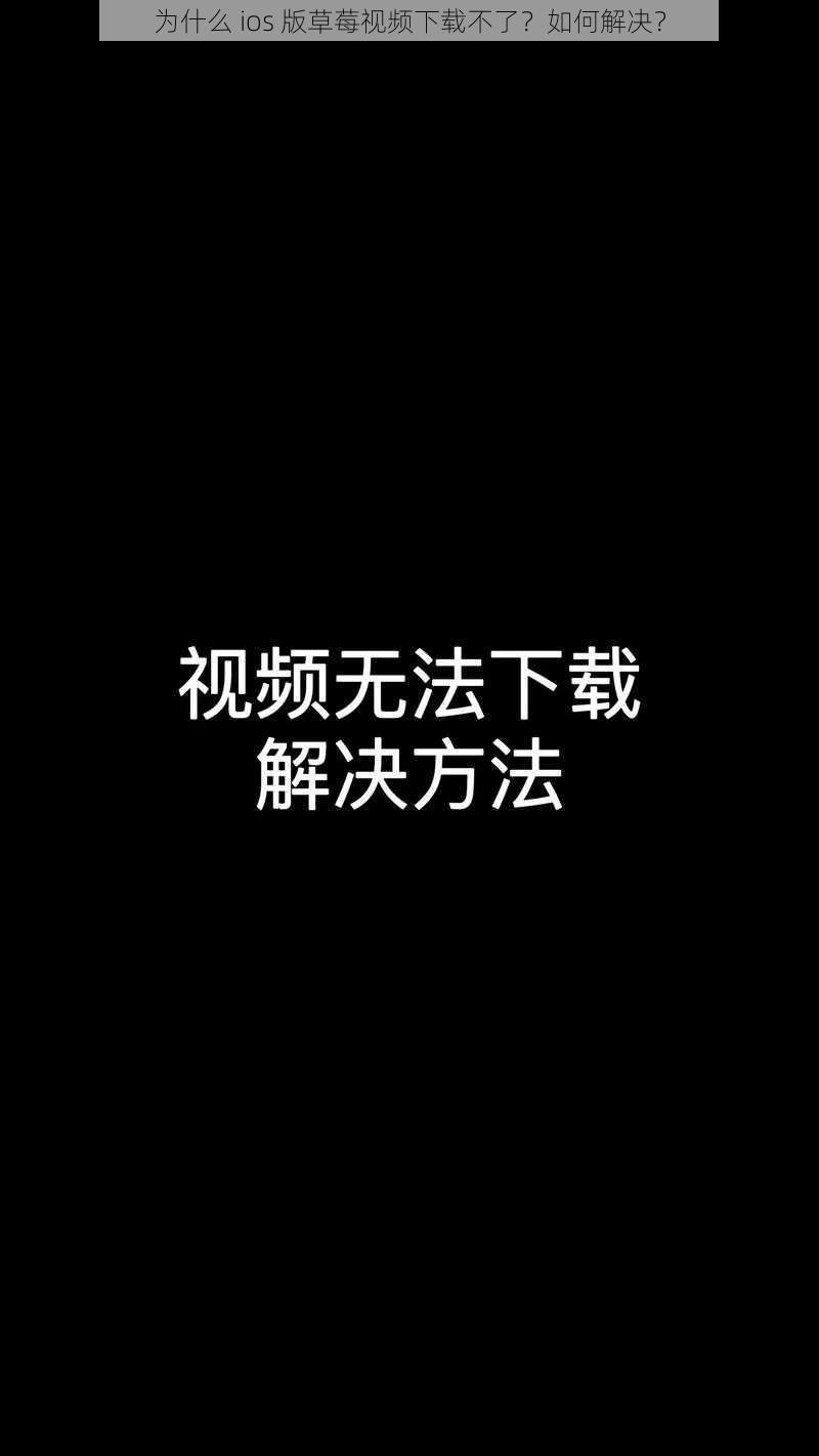 为什么 ios 版草莓视频下载不了？如何解决？